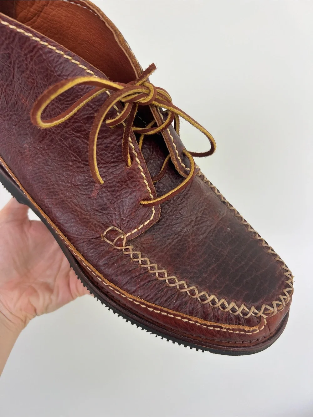 Chippewa red brown leather oxblood burgundy moc toe chukka boots shoes 7.5 2E